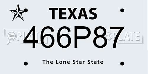 466P87 Texas License Plate