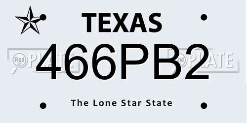 466PB2 Texas License Plate