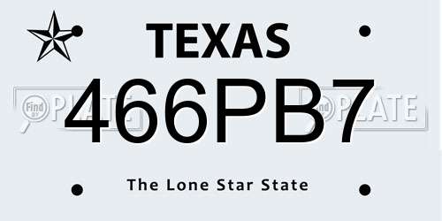 466PB7 Texas License Plate