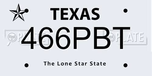 466PBT Texas License Plate