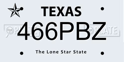 466PBZ Texas License Plate