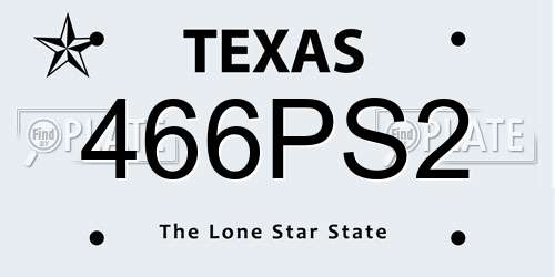 466PS2 Texas License Plate