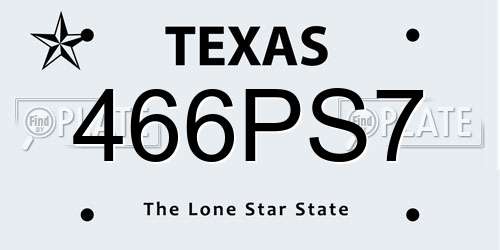 466PS7 Texas License Plate