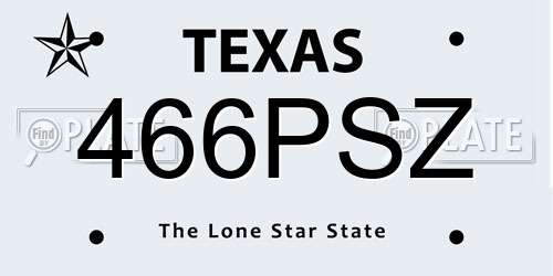 466PSZ Texas License Plate