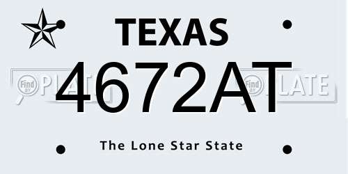 4672AT Texas License Plate