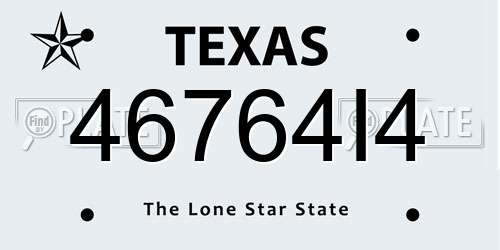 46764I4 Texas License Plate