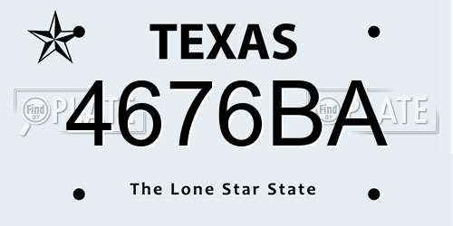 4676BA Texas License Plate