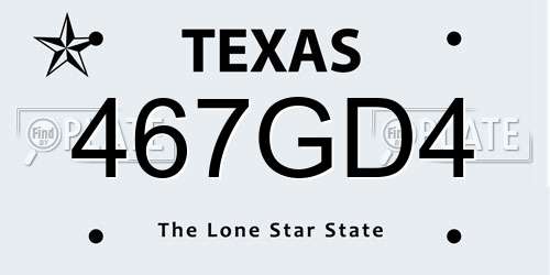 467GD4 Texas License Plate