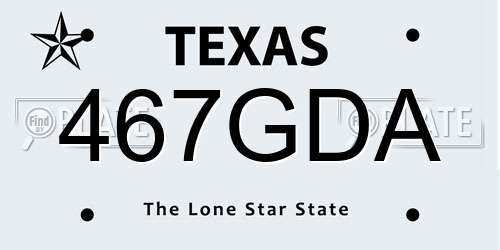 467GDA Texas License Plate