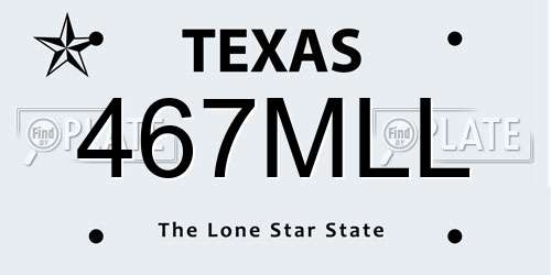 467MLL Texas License Plate