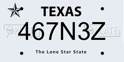 467N3Z Texas License Plate