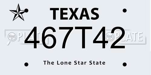 467T42 Texas License Plate