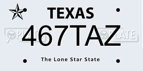467TAZ Texas License Plate