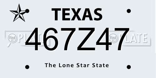 467Z47 Texas License Plate