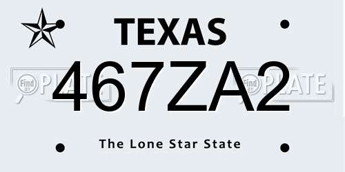 467ZA2 Texas License Plate