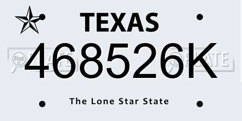 468526K Texas License Plate