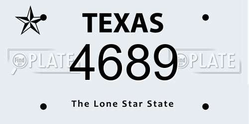 4689 Texas License Plate