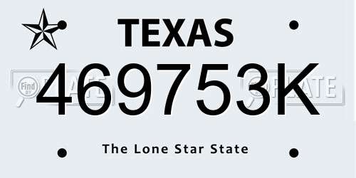 469753K Texas License Plate