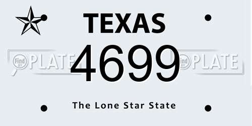 4699 Texas License Plate