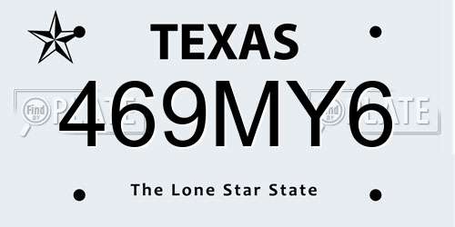 469MY6 Texas License Plate