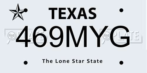 469MYG Texas License Plate