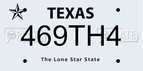 469TH4 Texas License Plate