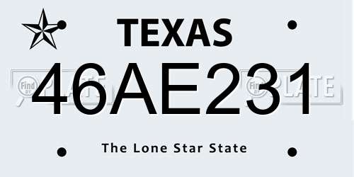 46AE231 Texas License Plate