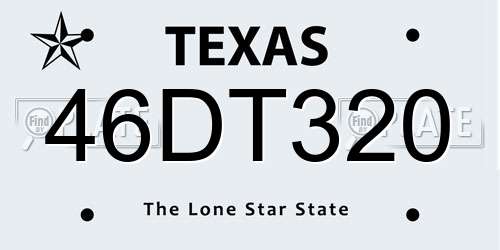 46DT320 Texas License Plate