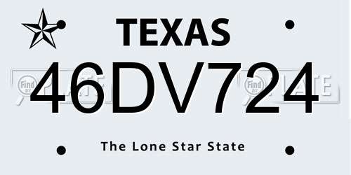 46DV724 Texas License Plate