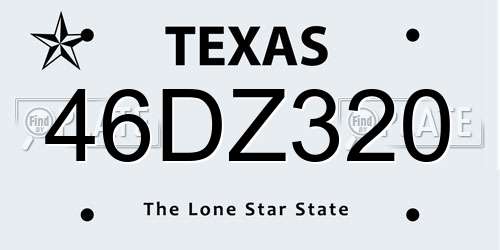 46DZ320 Texas License Plate
