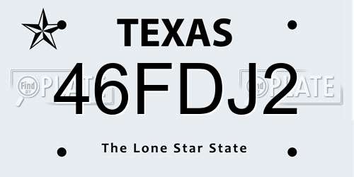 46FDJ2 Texas License Plate