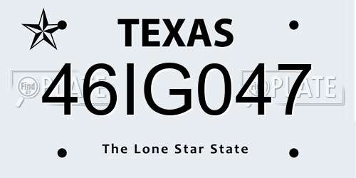 46IG047 Texas License Plate