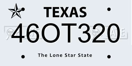 46OT320 Texas License Plate