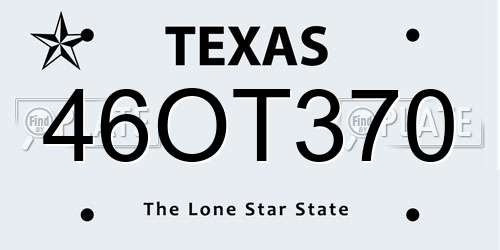 46OT370 Texas License Plate