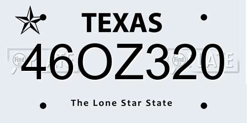 46OZ320 Texas License Plate