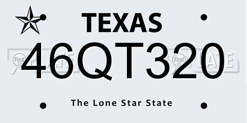 46QT320 Texas License Plate