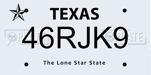 46RJK9 Texas License Plate