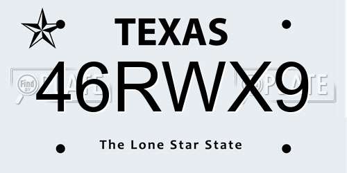 46RWX9 Texas License Plate