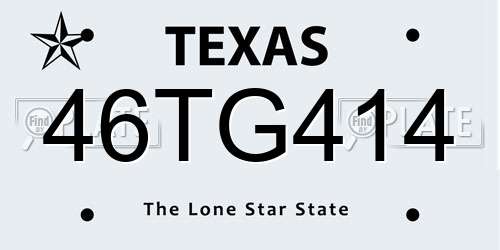 46TG414 Texas License Plate