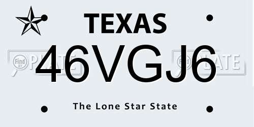 46VGJ6 Texas License Plate