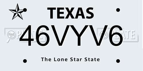 46VYV6 Texas License Plate