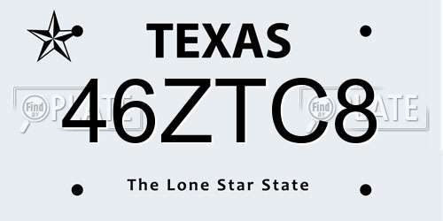46ZTC8 Texas License Plate