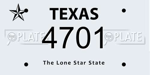 4701 Texas License Plate