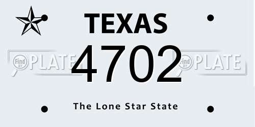 4702 Texas License Plate