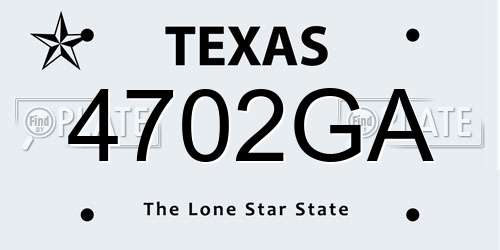 4702GA Texas License Plate