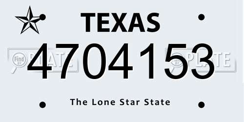 4704153 Texas License Plate