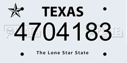 4704183 Texas License Plate