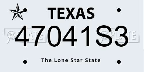 47041S3 Texas License Plate