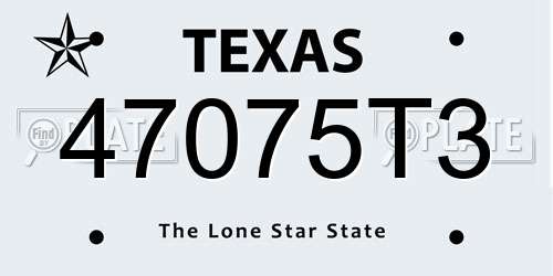 47075T3 Texas License Plate