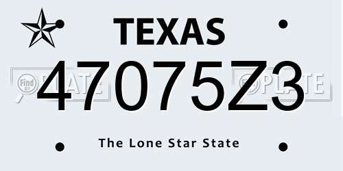 47075Z3 Texas License Plate